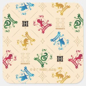 Ornate_HOGWARTS™_House_Crests_Pattern_Square_Sticker_1 Ornate HOGWARTS™ House Crests Pattern Square Sticker
