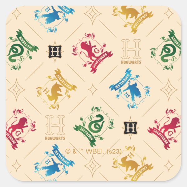 Ornate_HOGWARTS™_House_Crests_Pattern_Square_Sticker_1 Ornate HOGWARTS™ House Crests Pattern Square Sticker