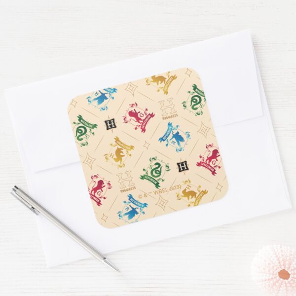 Ornate_HOGWARTS™_House_Crests_Pattern_Square_Sticker_3 Ornate HOGWARTS™ House Crests Pattern Square Sticker