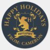 Ornate_HUFFLEPUFF™_House_Crest___Happy_Holidays_Classic_Round_Sticker_1 Ornate HUFFLEPUFF™ House Crest Happy Holidays Classic Round Sticker