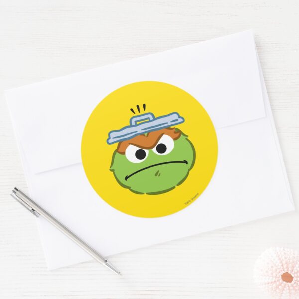 Oscar Angry Face Classic Round Sticker