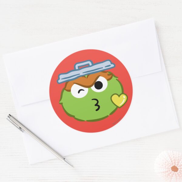 Oscar_Face_Throwing_a_Kiss_Classic_Round_Sticker_3 Oscar Face Throwing A Kiss Classic Round Sticker
