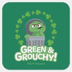 Oscar Green Grouchy Square Sticker