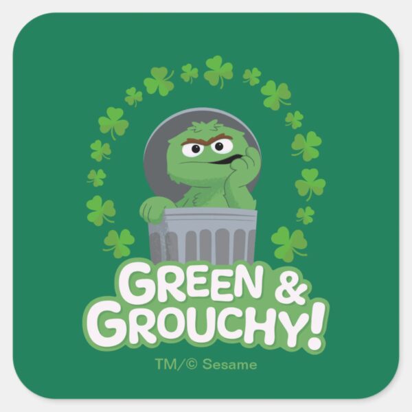 Oscar___Green_&_Grouchy!_Square_Sticker_1 Oscar Green Grouchy Square Sticker