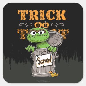 Oscar The Grouch Trick Or Scram Square Sticker