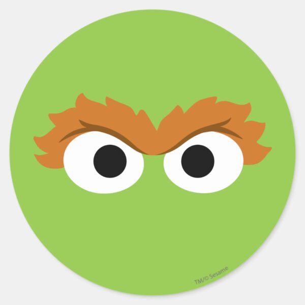 Oscar_the_Grouch_Big_Face_Classic_Round_Sticker_1 Oscar The Grouch Big Face Classic Round Sticker