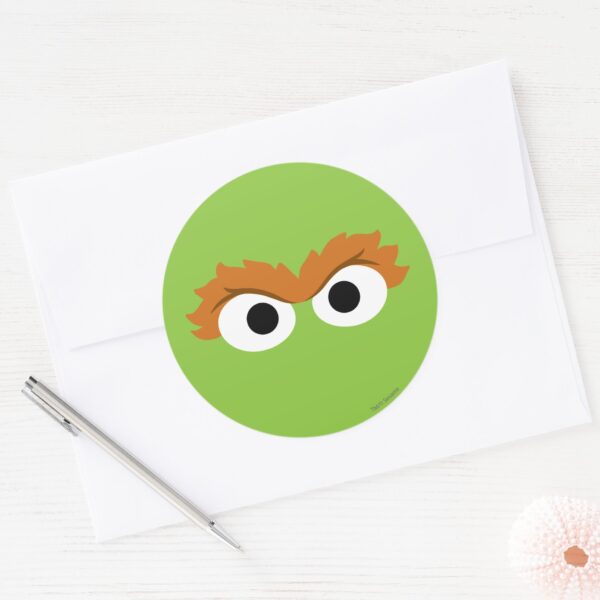 Oscar_the_Grouch_Big_Face_Classic_Round_Sticker_3 Oscar The Grouch Big Face Classic Round Sticker