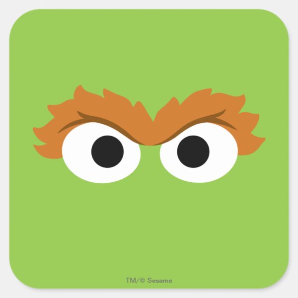 Oscar_the_Grouch_Big_Face_Square_Sticker_1 Oscar The Grouch Big Face Square Sticker
