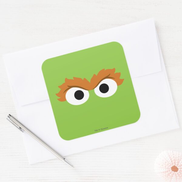 Oscar_the_Grouch_Big_Face_Square_Sticker_3 Oscar The Grouch Big Face Square Sticker