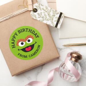 Oscar The Grouch Face Happy Birthday Classic Round Sticker
