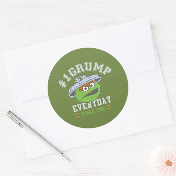 Oscar_the_Grouch_Number_1_Classic_Round_Sticker_3 Oscar The Grouch Number 1 Classic Round Sticker