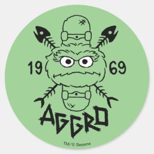 Oscar The Grouch Skate Logo Aggro 1969 Classic Round Sticker