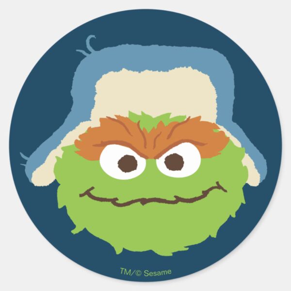 Oscar_the_Grouch_Woodland_Face_Classic_Round_Sticker_1 Oscar The Grouch Woodland Face Classic Round Sticker