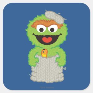 Oscar The Grouch Wool Style Square Sticker
