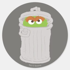 Oscar The Grouch His Trash Can Classic Round Sticker
