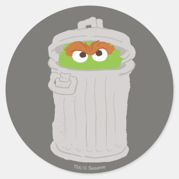 Oscar_the_Grouch_&_His_Trash_Can_Classic_Round_Sticker_1 Oscar The Grouch His Trash Can Classic Round Sticker