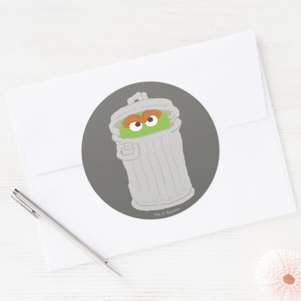 Oscar_the_Grouch_&_His_Trash_Can_Classic_Round_Sticker_3 Oscar The Grouch His Trash Can Classic Round Sticker