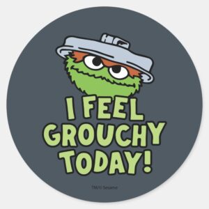 Oscar The Grouch I Feel Grouchy Today Classic Round Sticker
