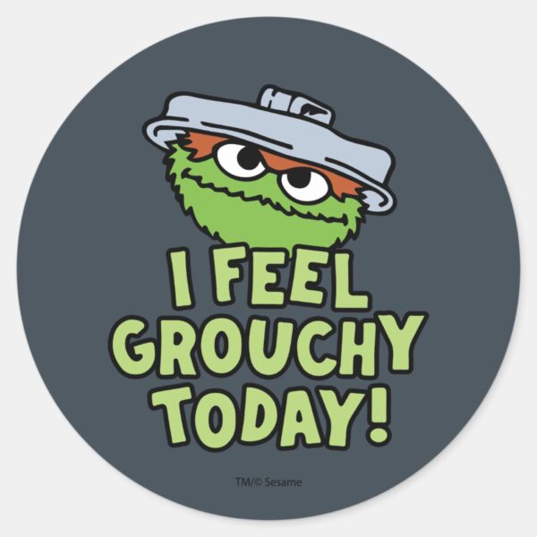 Oscar_the_Grouch___I_Feel_Grouchy_Today!_Classic_Round_Sticker_1 Oscar The Grouch I Feel Grouchy Today Classic Round Sticker