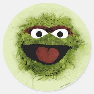 Oscar The Grouch Watercolor Trend Classic Round Sticker