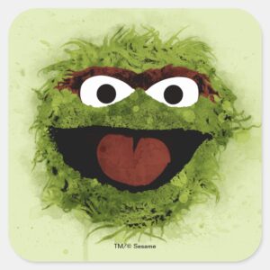 Oscar The Grouch Watercolor Trend Square Sticker