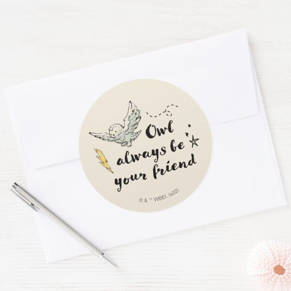 Owl_Always_Be_Your_Friend_Classic_Round_Sticker_3 Owl Always Be Your Friend Classic Round Sticker