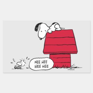 PEANUTS Red Black Pattern Rectangular Sticker