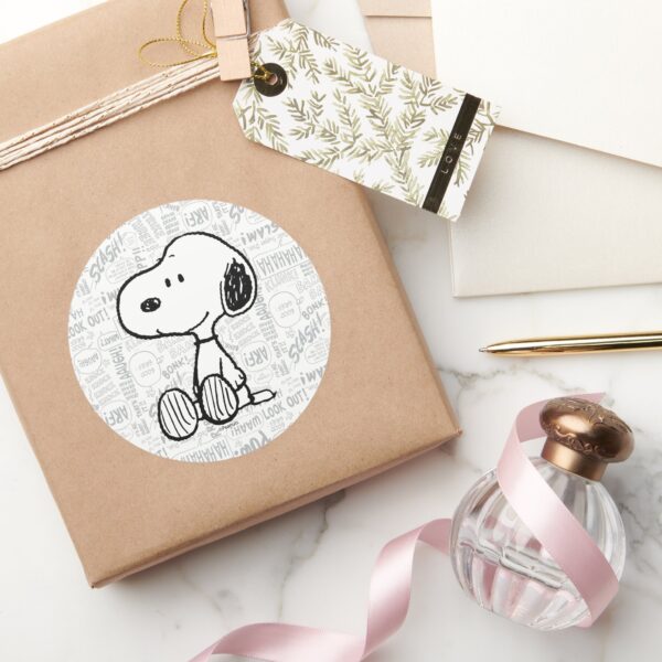 PEANUTS___Snoopy_on_Black_White_Comics_Classic_Round_Sticker_5 PEANUTS Snoopy On Black White Comics Classic Round Sticker