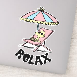 PEANUTS Woodstock Relaxing At The Beach Sticker 9