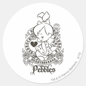 PEBBLES™ Heartbreaker BW Classic Round Sticker