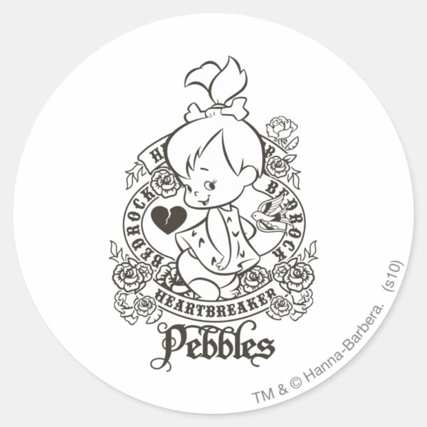PEBBLES™_Heartbreaker_B&W_Classic_Round_Sticker_1 PEBBLES™ Heartbreaker BW Classic Round Sticker