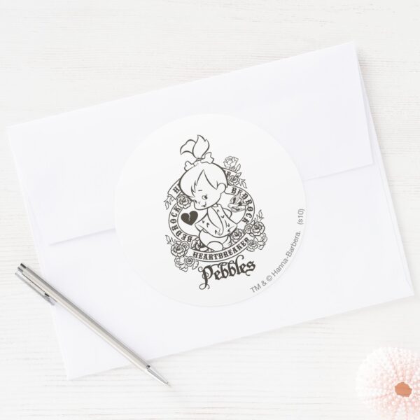 PEBBLES™_Heartbreaker_B&W_Classic_Round_Sticker_3 PEBBLES™ Heartbreaker BW Classic Round Sticker
