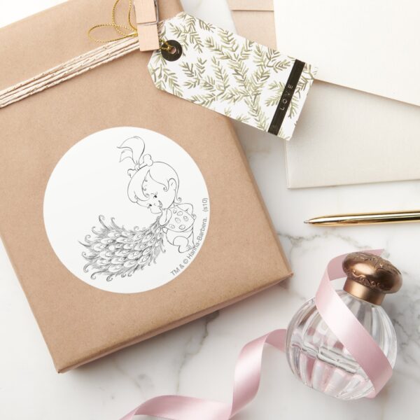 PEBBLES™_In_Peacock_Classic_Round_Sticker_5 PEBBLES™ In Peacock Classic Round Sticker