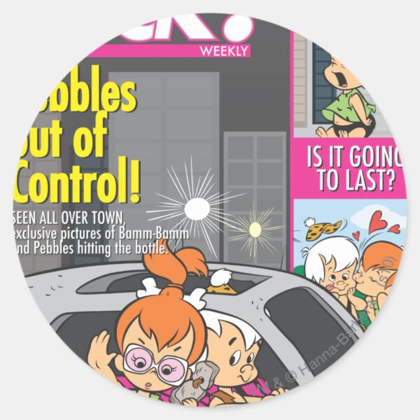 PEBBLES™_and_Bam_Bam_Out_of_Control_Classic_Round_Sticker_1 PEBBLES™ And Bam Bam Out Of Control Classic Round Sticker
