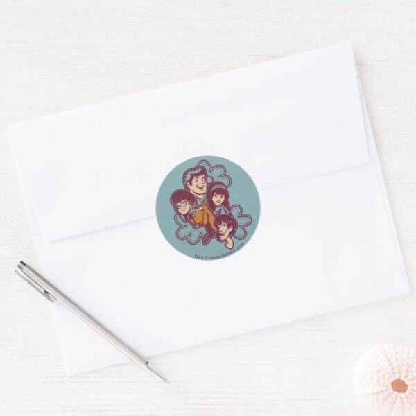 Paisely Flower Scooby Doo And The Gang Classic Round Sticker
