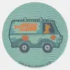 Paisely Scooby Doo Driving Mystery Machine Classic Round Sticker