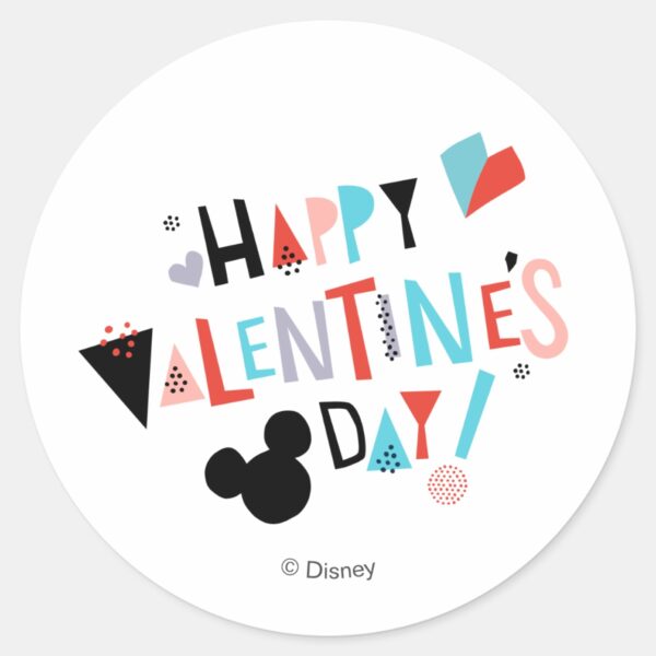 Paper_Cut_Mickey___Happy_Valentine's_Day_Classic_Round_Sticker_1 Paper Cut Mickey Happy Valentines Day Classic Round Sticker