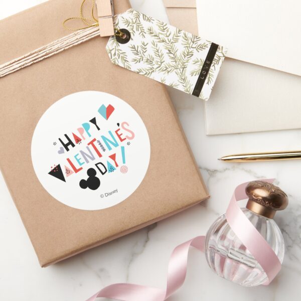 Paper_Cut_Mickey___Happy_Valentine's_Day_Classic_Round_Sticker_4 Paper Cut Mickey Happy Valentines Day Classic Round Sticker