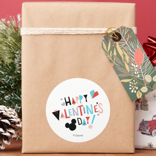 Paper_Cut_Mickey___Happy_Valentine's_Day_Classic_Round_Sticker_5 Paper Cut Mickey Happy Valentines Day Classic Round Sticker