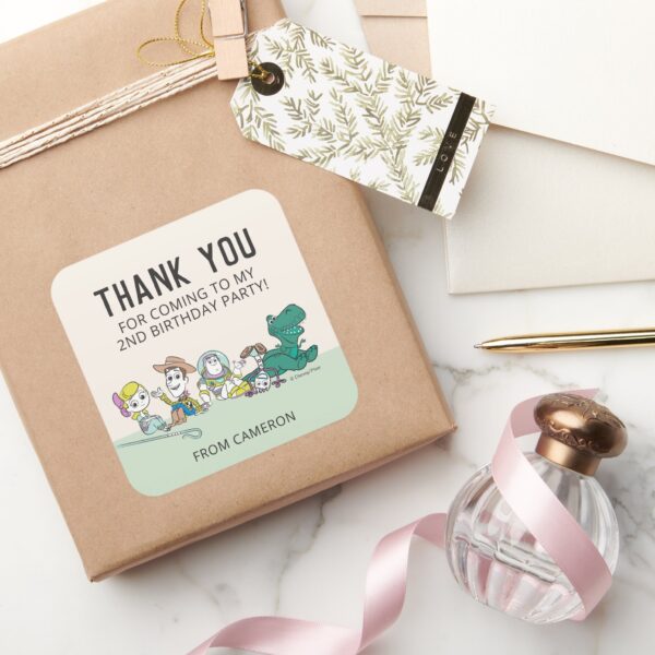 Pastel_Toy_Story___Birthday_Thank_You_Square_Sticker_6 Pastel Toy Story Birthday Thank You Square Sticker