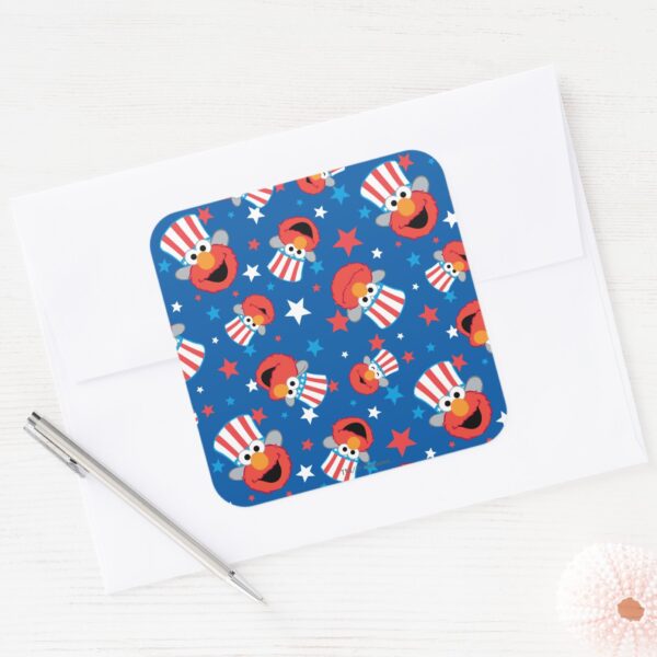 Patriotic Elmo Pattern Square Sticker