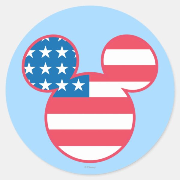 Patriotic_Mickey_Mouse_American_Flag_Icon_Classic_Round_Sticker_1 Patriotic Mickey Mouse American Flag Icon Classic Round Sticker