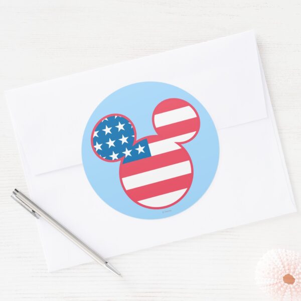 Patriotic_Mickey_Mouse_American_Flag_Icon_Classic_Round_Sticker_3 Patriotic Mickey Mouse American Flag Icon Classic Round Sticker