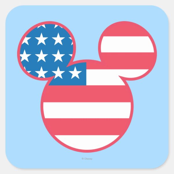 Patriotic_Mickey_Mouse_American_Flag_Icon_Square_Sticker_1 Patriotic Mickey Mouse American Flag Icon Square Sticker