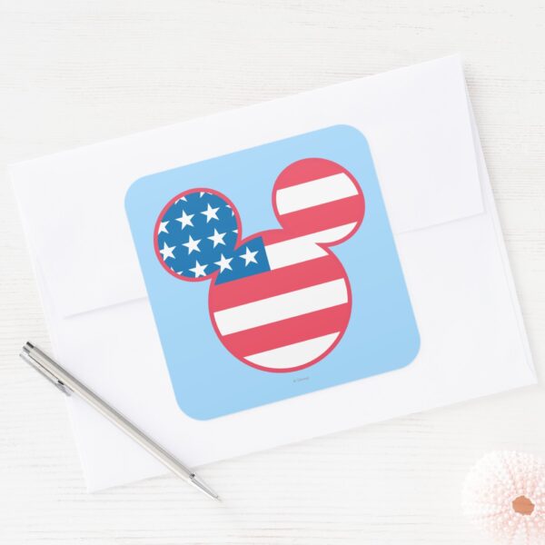 Patriotic_Mickey_Mouse_American_Flag_Icon_Square_Sticker_3 Patriotic Mickey Mouse American Flag Icon Square Sticker