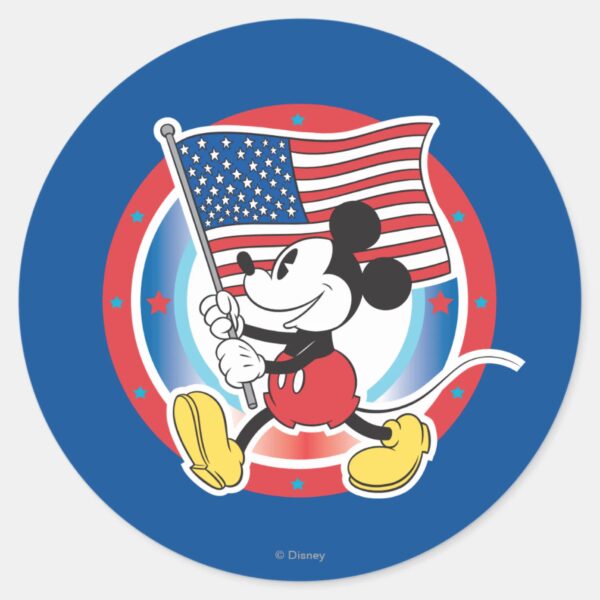 Patriotic_Mickey_Mouse_Flag_Design_Classic_Round_Sticker_1 Patriotic Mickey Mouse Flag Design Classic Round Sticker