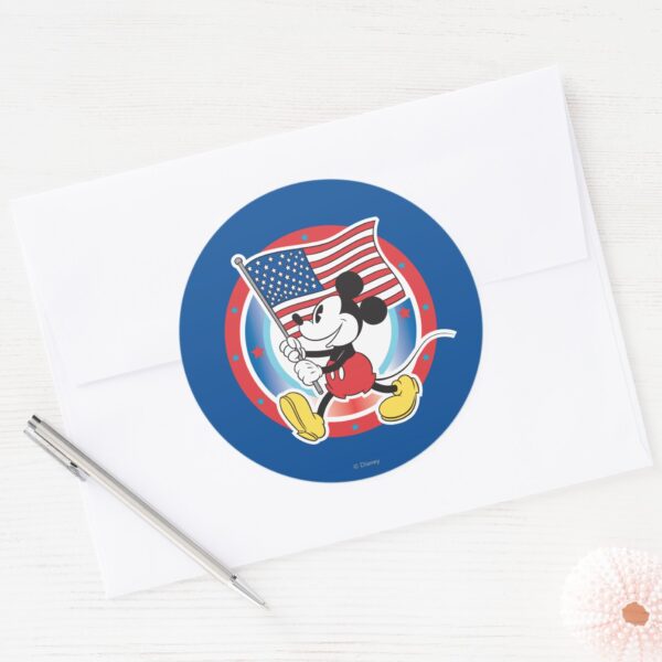 Patriotic_Mickey_Mouse_Flag_Design_Classic_Round_Sticker_3 Patriotic Mickey Mouse Flag Design Classic Round Sticker