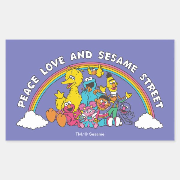 Peace Love And Sesame Street Rectangular Sticker