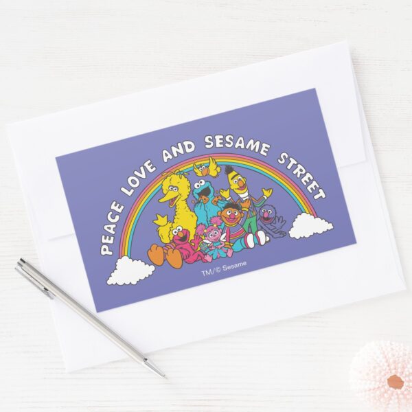 Peace Love And Sesame Street Rectangular Sticker