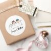 Peanuts 3 Person Snowman Classic Round Sticker
